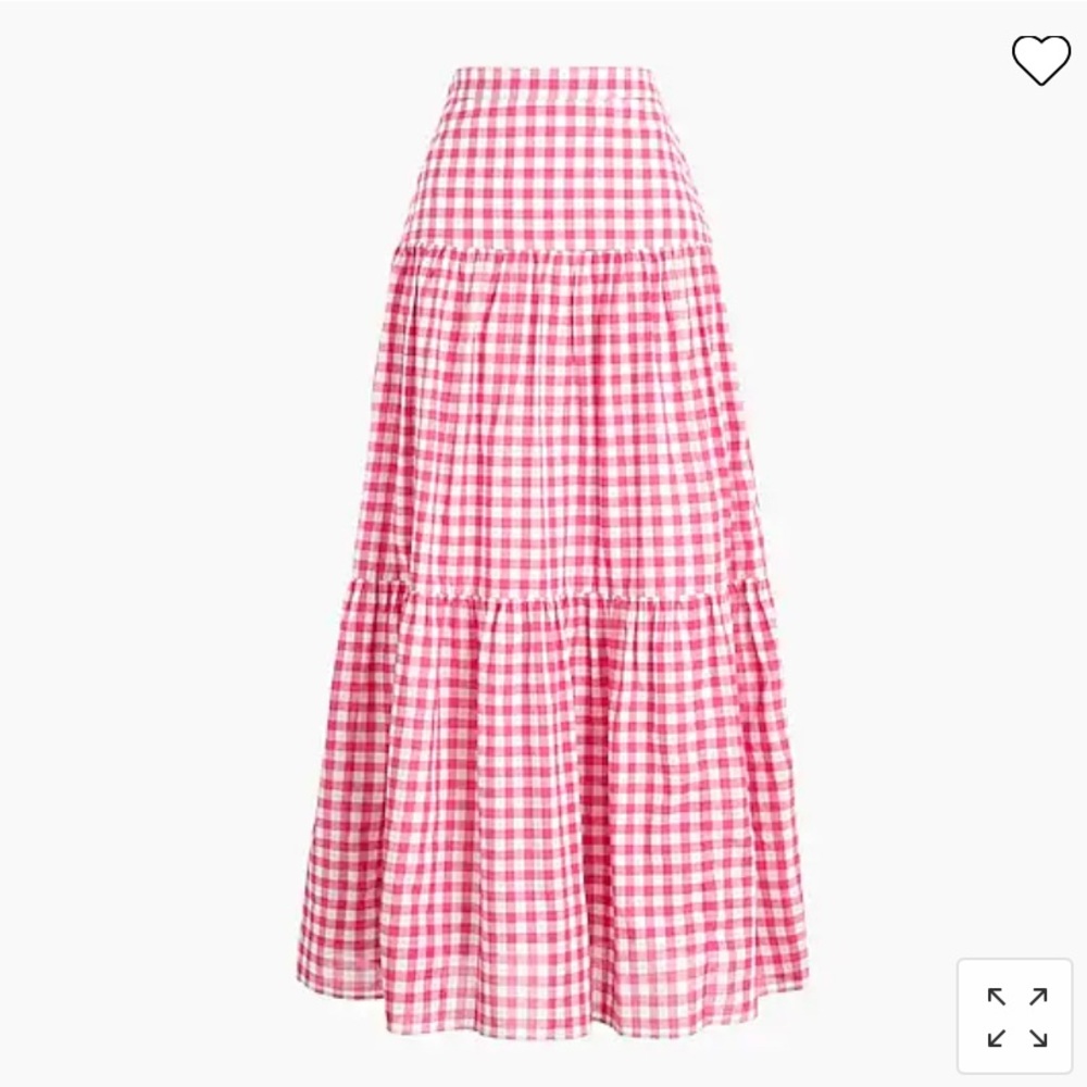 J Crew Factory Triple Tier Pink Gingham Skirt